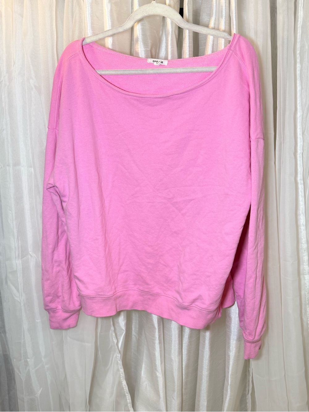 Garage Pink Scoop Neck Oversized Sweatshirt off the shoulder